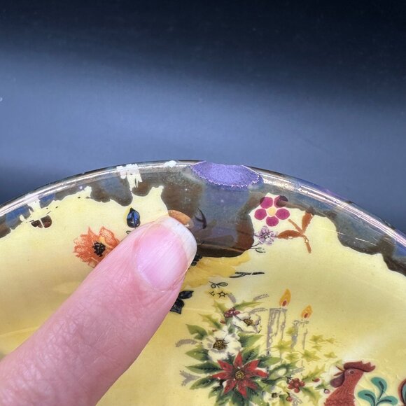 Vintage Decorative Plate Serenity Prayer Lady Of Guadalupe Skulls Floral Yellow - Picture 9 of 10